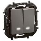 LEGRAND - 1-pole 2-circuits switch with backlight Niloe New NP2121MG