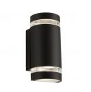 SEARCHLIGHT - 2002-2BK-LED  Outdoor   2lt Outdoor Curved Wall Bracket (gu10 Led Lamp Included), Grey, Cllear Diffuser 
