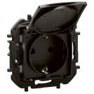 LEGRAND - Socket SCHUKO 16A with lid and child protection Black Niloe New NP3129BK