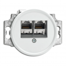 THPG - Data outlet 2 x RJ45 Cat.6a Ø 7,0 cm Duroplast white 100726