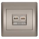 ELMARK - 11734 - PHONE SOCKET + COMPUTER SOCKET GREY METALLIC RHYME