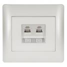 ELMARK - 11741 - PHONE SOCKET (DOUBLE) WHITE METALLIC RHYME