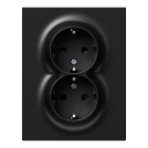 TEM - Socket schuko DOUBLE 16A monoblock color Black Logiq VQ16BKF
