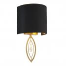 SEARCHLIGHT -  9137GO  Wall Crown Wall Light - Gold With Black Shade And Crystal Drop