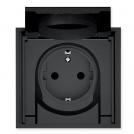 COmmel - Socket Schuko 16A with lid IP44 and child protection color Black matt Adria C043-617