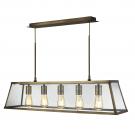 SEARCHLIGHT -  4614-5AB Voyager Antique Brass 5 Light Lantern Bar Light With Clear Glass Panels