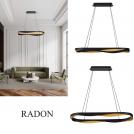 NOVA LUCE - Dimmable pendant lamp Ø100, H:160 cm.  9186949  RADON ⚡ LED 62W ⚡ 3093Lm ⚡ 3000K ⚡ 220-240V ⚡ IP20 ✴ Matt Black/Gold