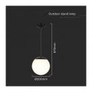 V-TAC - Ceiling Hanging Lamp 1xE27 Matt Black Opal Plastic C Ball SKU: 11825 (3)