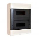 LEGRAND - 1 352 12 Practibox S surface mounting cabinet with earth and neutral terminal blocks - smoked door - 2 rows - 12 modules per row