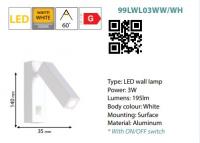 ELMARK - LED WALL LAMP 3W 4000K WHITE 99LWL03/WH (1)