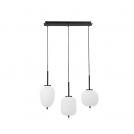 NOVA LUCE - Chandelier  L: 53 W: 9 H: 120 cm LED E14 3x5W 230V IP20 Black Metal & Opal LATO 9624099 Glass Black Fabric Wire LATO  9624099