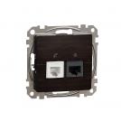 SCHNEIDER ELECTRIC - SDD181468 Sedna Design & Elements - CAT 6 UTP RJ45 + telephone outlet, wenge