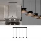 NOVA LUCE - Dimmable Pendant  L:132, W:20, Н:161 cm.  9416952  MORFI ⚡ LED 25W ⚡ 800Lm ⚡ 3000K ⚡ 230V ⚡ IP20 ✴ Sandy Black Metal/Gold 