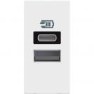 BTICINO - RW4191AC Розетка 2xUSB за зареждане тип A+C 3A 15W (3A) 1 модул Classia бял