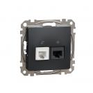 SCHNEIDER ELECTRIC - SDD114458 Sedna Design & Elements - CAT 5E UTP RJ45 + telephone outlet, antracite