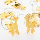 ACA LIGHTING - METAL GOLD STRING LIGHTS REINDEER 10 LED STRING LIGHTS WITH BATTERIES (2xΑΑ) WARM WHITE IP20 TRANSPARENT CABLЕ XE10WW2A