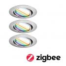 PAULMANN - 92467 LED recessed light Smart Home Zigbee 3.0 Base Coin basic set pivoting round 90mm 20° 3x4.9W 3x420lm 230V dimmable RGBW+ ir