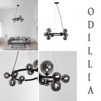 NOVA LUCE - Пендел  Д:64.2, Ш:52.8, В:120 см.   9028855   ODILLIA ⚡ LED G9 ⚡ 11x5W ⚡ 230V ⚡ IP20 ✴ Опушено сиво стъкло/Черен мат