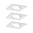 PAULMANN - 93472 LED recessed light 3-Step-Dim Nova basic set pivoting square 84x84mm 50°✴GU10 3x6.5W⚡460lm⚡230V⚡dimmable 2700К✴white matt