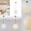 NOVA LUCE - Waterproof pendant lamp Ø40, H:250 cm.  9186713 MOON ⚡ LED E27 ⚡ 1x12W ⚡ 100-240V ⚡ IP65 ✴ White Fiber Resign/Black Canopy&Cable
