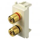 TEM - Розетка 2x Ø4мм тонколони 1M, цвят Крем гланц, Modul KM23IW