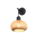 TRIO - Аплик h:30cm LEONIE R21871736 1x E27 10W с ключ / черна метална основа / бамбук