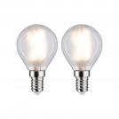 PAULMANN - LED Крушки 2бр.    28789    Filament 230V LED drops ⚡ E14 ⚡ 2x470lm ⚡ 2x4.5W ⚡ 2700K ✴ Матов 