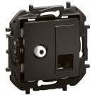 LEGRAND - Socket TV type F connector + RJ45 UTP cat. 6 Black Niloe New NP493BK