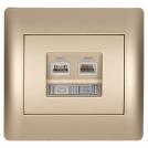 ELMARK - 11732 - ТЕЛЕФОННА RJ11+ КОМПЮТЪРНА RJ45 РОЗЕТКА ШАМПАНСКО, МЕТАЛИК RHYME
