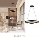 NOVA LUCE - Dimmable pendant lamp Ø65, H:160 cm.  9186948  RADON ⚡ LED 53W ⚡ 1751Lm ⚡ 3000K ⚡ 220-240V ⚡ IP20 ✴ Matt Black/Gold