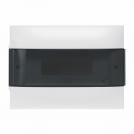 LEGRAND - 1 351 51 Practibox S flush-mounting cabinet for masonry - earth + neutral terminal blocks - smoked door - 1 row - 12 modules/row