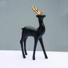 ACA LIGHTING - POLYRESIN BLACK PROUD DEER GOLD HORNS 31cm X1573616