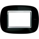 BTICINO - HB4803NR Elliptical cover plate 3 modules - black solid 