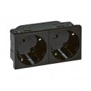 LEGRAND - 0 793 72 Multi-support German standard socket outlet for trunking - 2x2P+E inclined 45° - automatic terminals - black