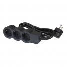 LEGRAND - 694560 Power strip BLACK 3x2P + E with cable 3 meters / 1.5mm2 Standard Legrand