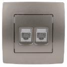 ELMARK - 190731 - PHONE SOCKET + COMPUTER SOCKET WHITE METALLIC CITY 
