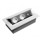 GTV Lighting -  AE-PBU02GS-10 Office extension (into table) 2 x sockets, 2xUSB, without cable, white