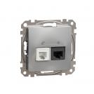 SCHNEIDER ELECTRIC - SDD113458 Sedna Design & Elements - CAT 5E UTP RJ45 + telephone outlet, aluminium