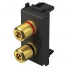 TEM - KM23SB Socket 2x Ø4mm, speakers 1M, color Black matt, Modul
