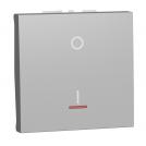 SCHNEIDER ELECTRIC - NU326230S New Unica - Two Pole switch with indication 16A 2 modules aluminium