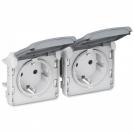 LEGRAND - Socket outlet prewired Plexo IP55-German standard-2x2P+E horizontal-modular-grey  69576