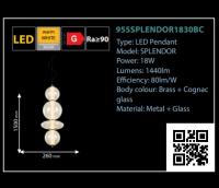 ELMARK - LED ПЕНДЕЛ SPLENDOR 18W 3000K 1440lm МЕСИНГ + КОНЯК 955SPLENDOR1830BC (1)