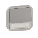 LEGRAND - Влагозащитен Бутон NO/NC с подсветка 12V и етикет Plexo New Сив 69544L