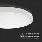 V-TAC - 18W LED Dome Light Round Microwave Sensor White Frame 4000K IP44 SKU: 76601 (2)