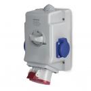 SCAME - Industrial combined socket 3P+N+E 16A+2x plug and switch 0/I IP54 series Optima Combi 513.1657-2DNS