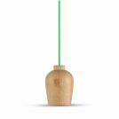 V-TAC - 3725 VT-7778 WOODEN PENDANT LIGHT -GREEN WIRE