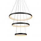 ACA LIGHTING - LED Пендел три ринга Ø40 Ø60 Ø80 HARMONY LED 60W 4800Lm смяна на цветна температура 3000+4000+6000K черен HM23LEDP3BK