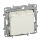 LEGRAND - 7 646 32 2P+E German std socket outlet Niloé -with shut. -flap cover -screw term. -ivory