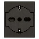 VIMAR - SICURY 2P+E 16 A 250 V~ universal socket outlet, Italian standard P40, flush-fitting, black - 2 modules 30211.G