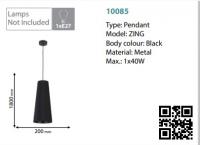 TKLighting - ZING PENDANT 1XE27 BLACK 1x40W 10085 (1)